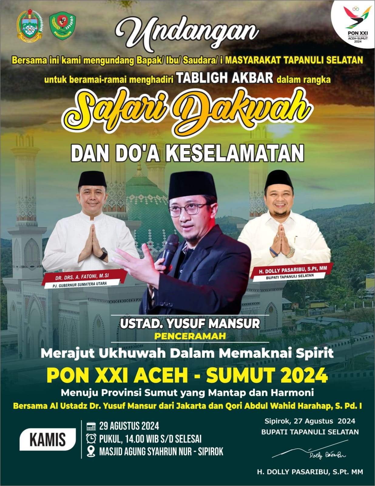 Ayo Ikuti dan Ramaikan Safari Dakwah PON XXI ACEH - SUMUT 2024