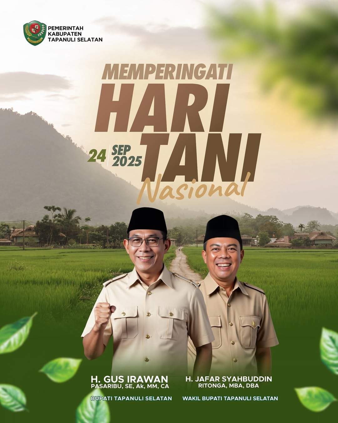 Pemerintah Kabupaten Tapanuli Selatan mengucapkan “Selamat Memperingati Hari Tani Nasional”